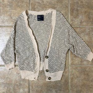 American Eagle Knit Cardigan in Cream/Hunter Green Size XS